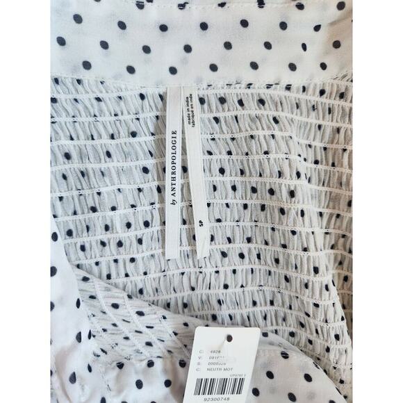 NWT Anthropologie Long-Sleeve Smocked Tiered Maxi Dress Sz SP Polka Dot #9M412 - Picture 12 of 14